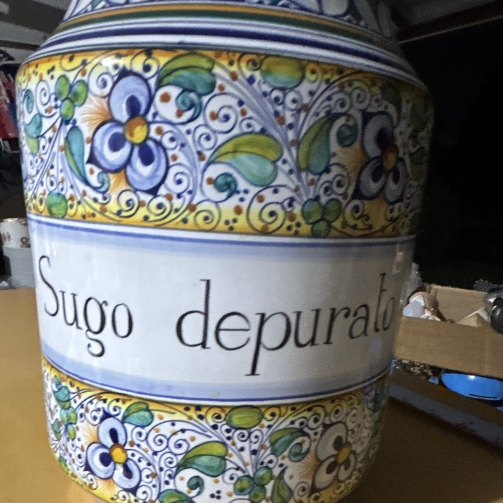 Vintage Italian Hand Painted Deruta Majolica Pharmacy Vase (no lid) 10in Tall